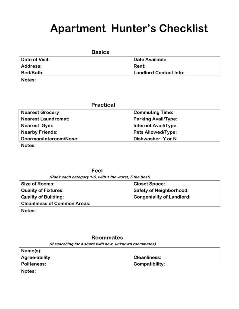 apartment checklist 20