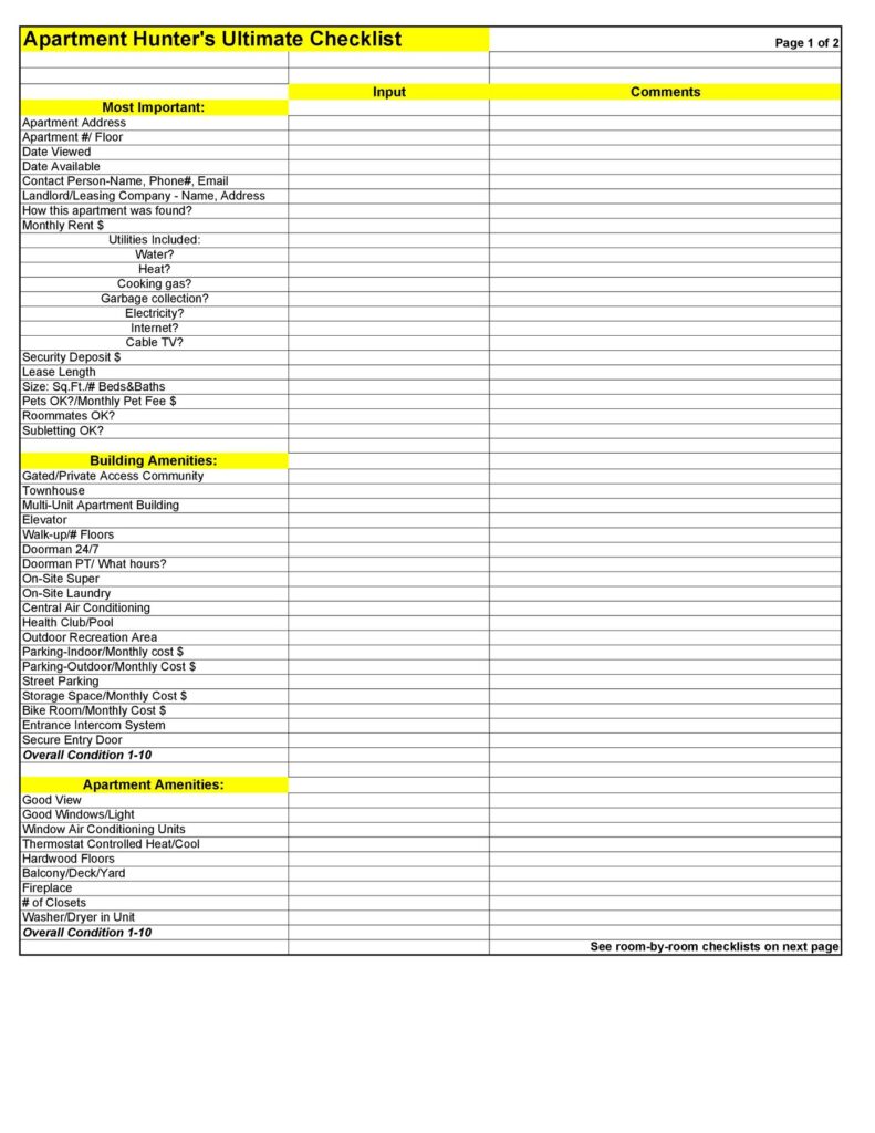 apartment checklist 21