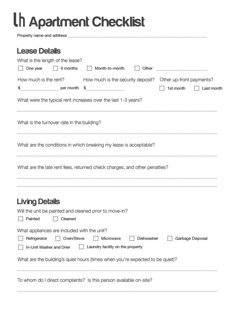 apartment checklist 24