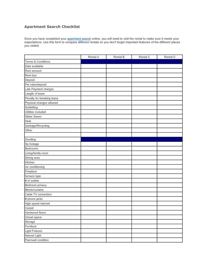 apartment checklist 25