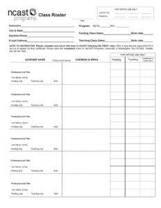 Free Printable Roster Template