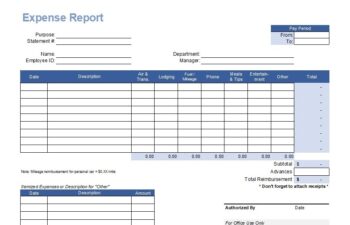 expense report template image