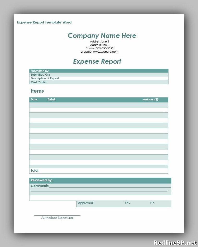 expense report template word