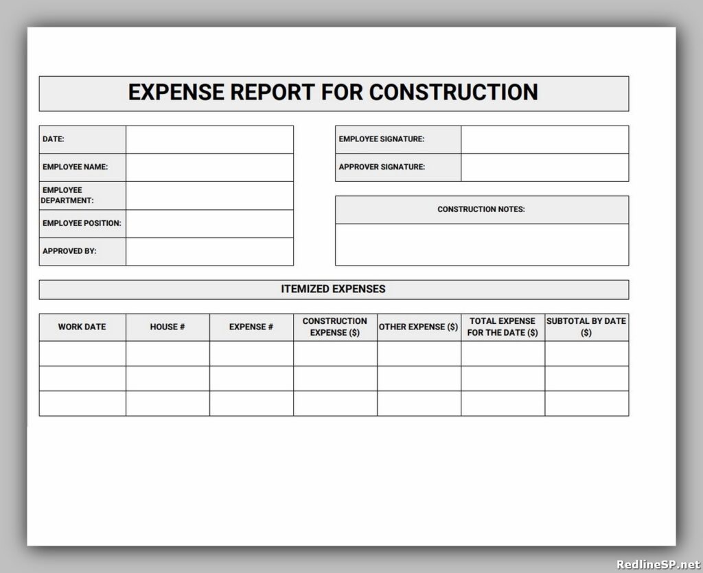 independent Contractor Expense Report Template