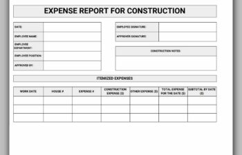 independent Contractor Expense Report Template
