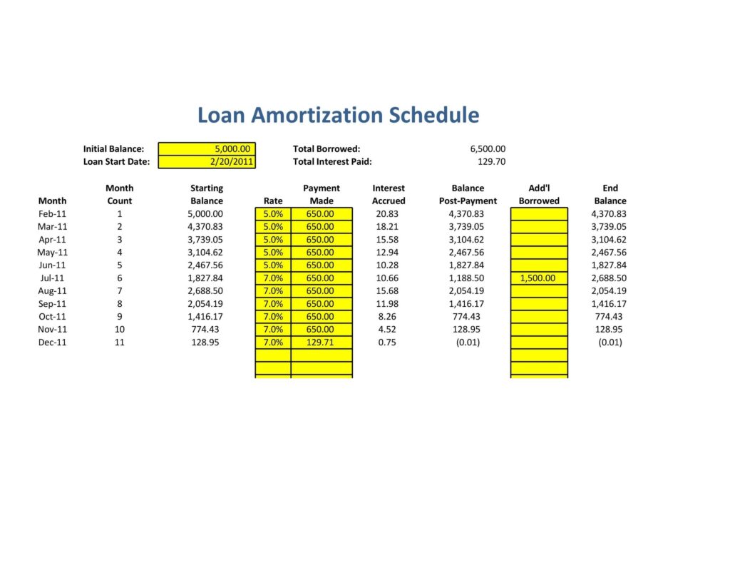 loan amortization schedule example 25