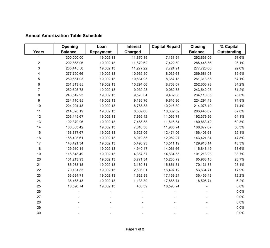 loan amortization schedule excel 12