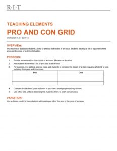 pros and cons list template 10