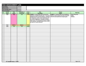 risk register template 13