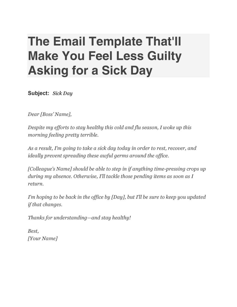 sick leave email 10