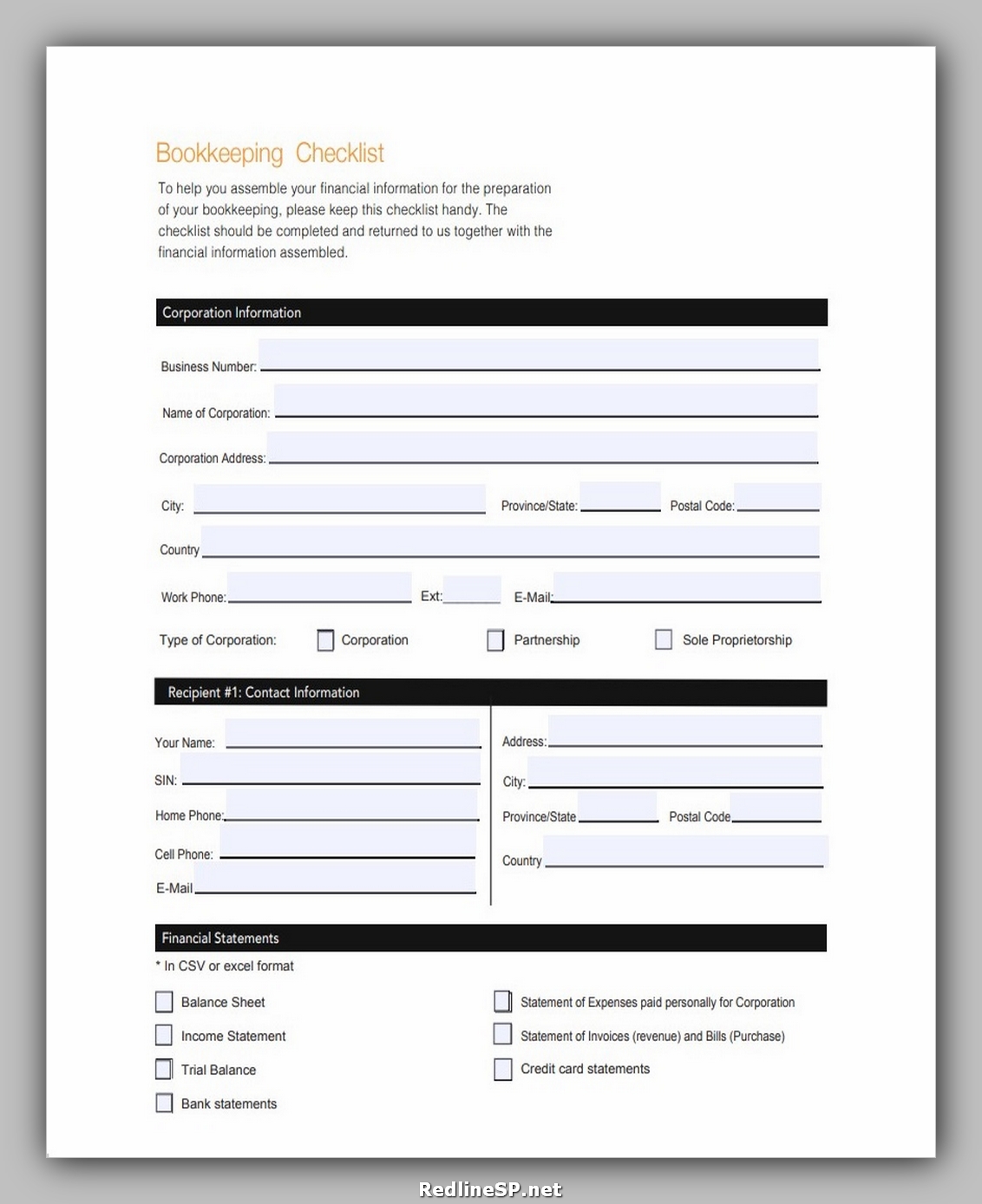 Bookkeeping Client Onboarding Checklist Template