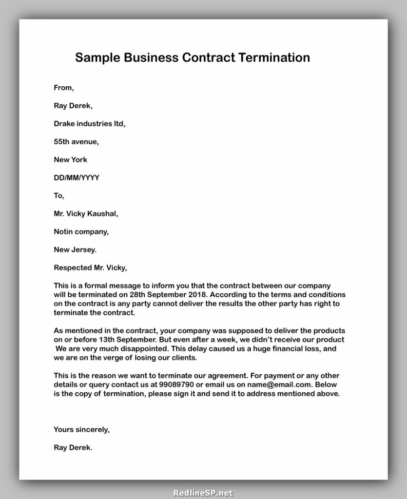 Cancellation of Business Contract letter 02