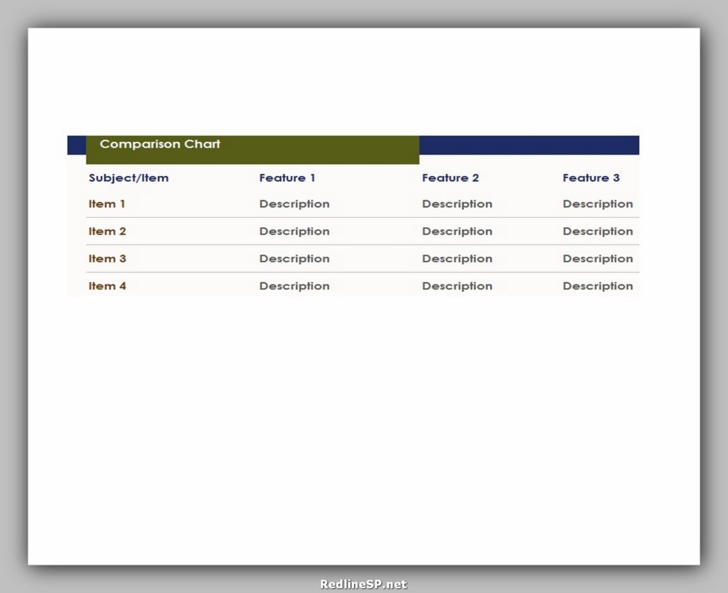 Comparison Chart Example 14