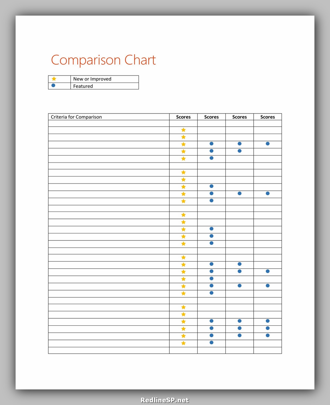 Free Comparison Chart Template Free Blank Comparison Chart Template ...