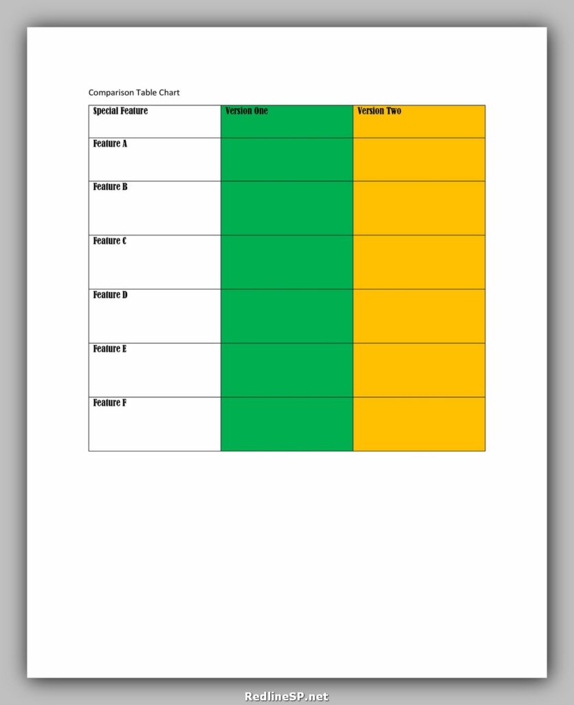 Comparison Chart Template 26