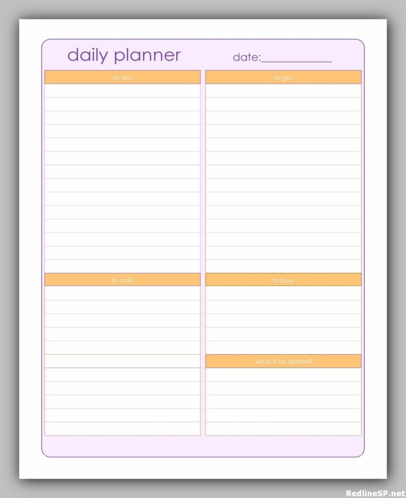 Printable Daily Planner Template Free