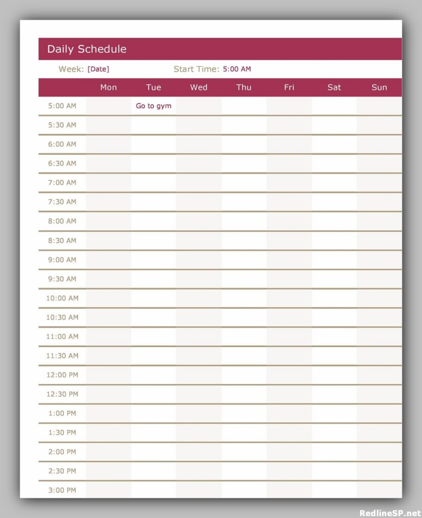 Printable Daily Schedule Template Free Printable Daily Schedule Template Free