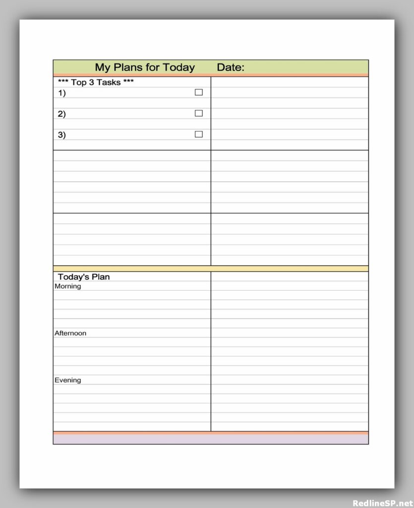 Daily Planner Template Excel