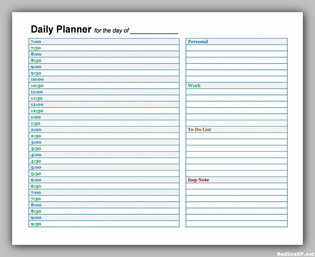 Daily Planner Template Free 12