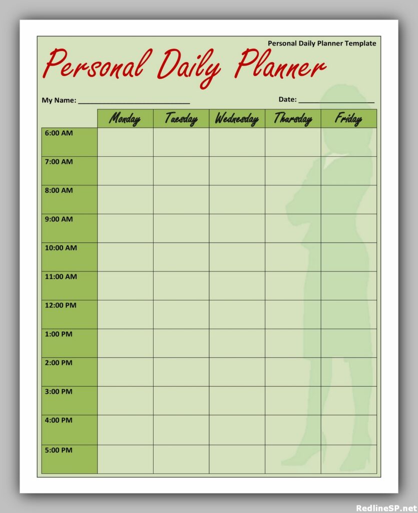 Personal Daily Planner Template Personal Daily Planner Template