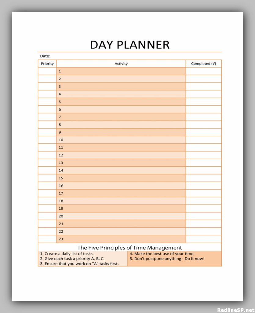 Daily Planner Template Free Printable