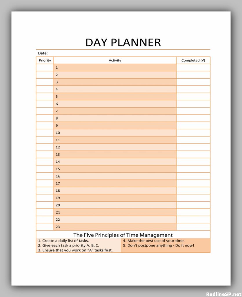 Daily Planner Template Free Printable Daily Planner Template Free Printable