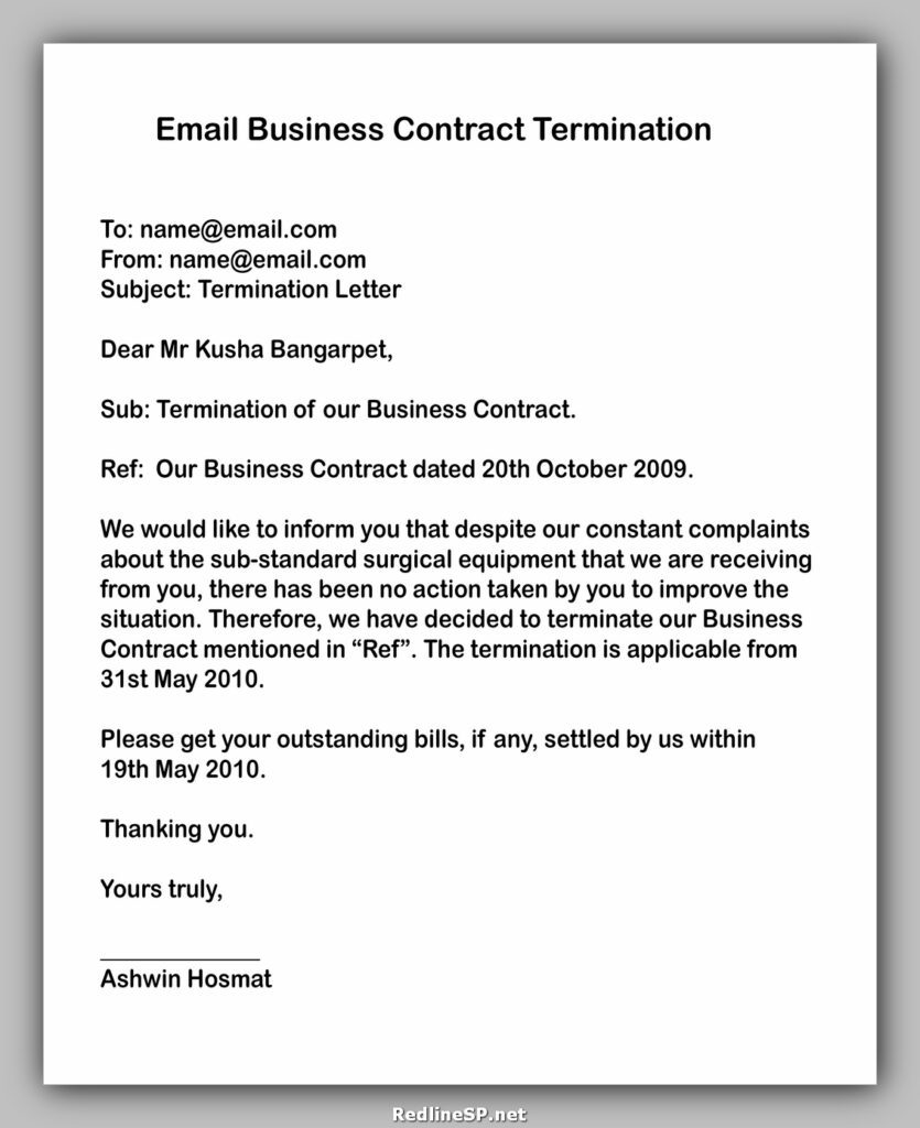 Email Business Contract Termination