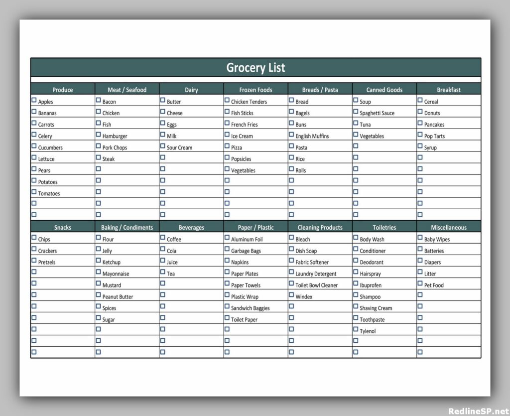 Grocery List Printable Free 08 Grocery List Printable Free 08