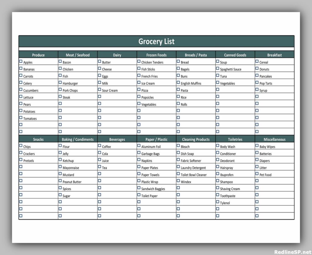Grocery List Printable Free 08