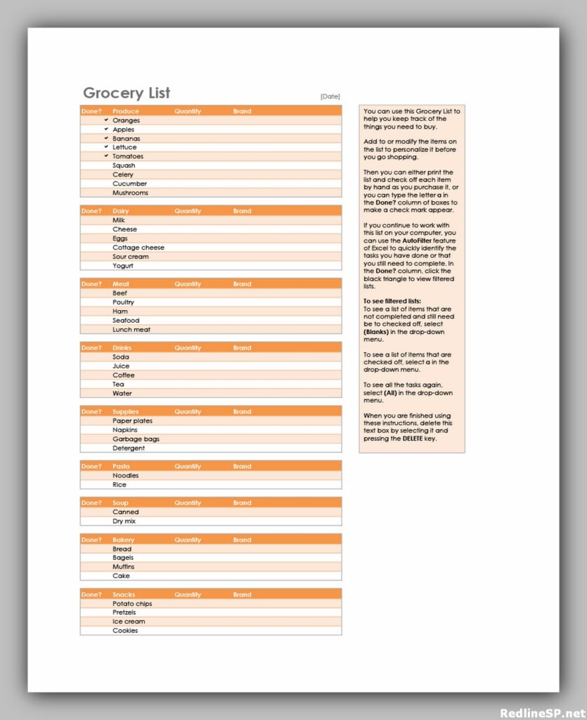 Grocery List Printable Free 10