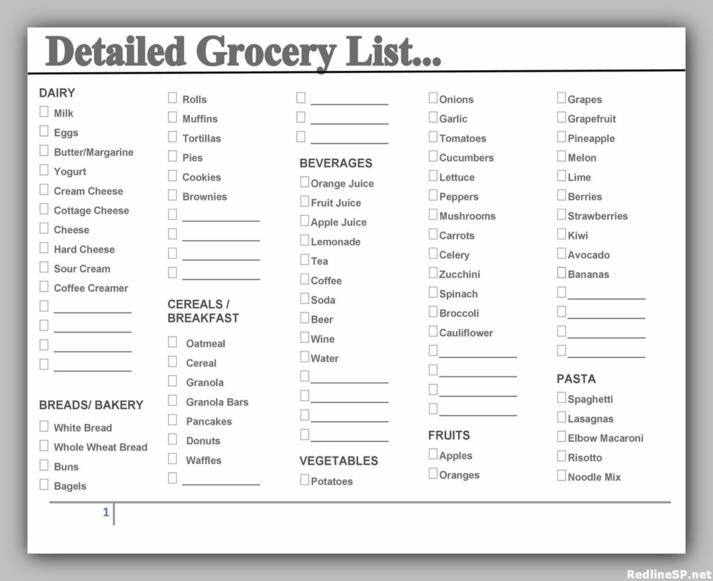 Grocery List Printable Free 11