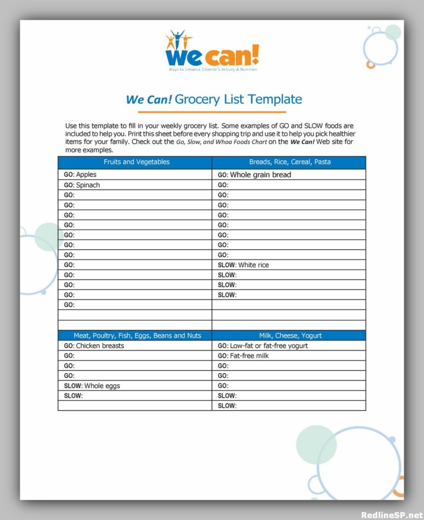 Grocery List Printable Free 13