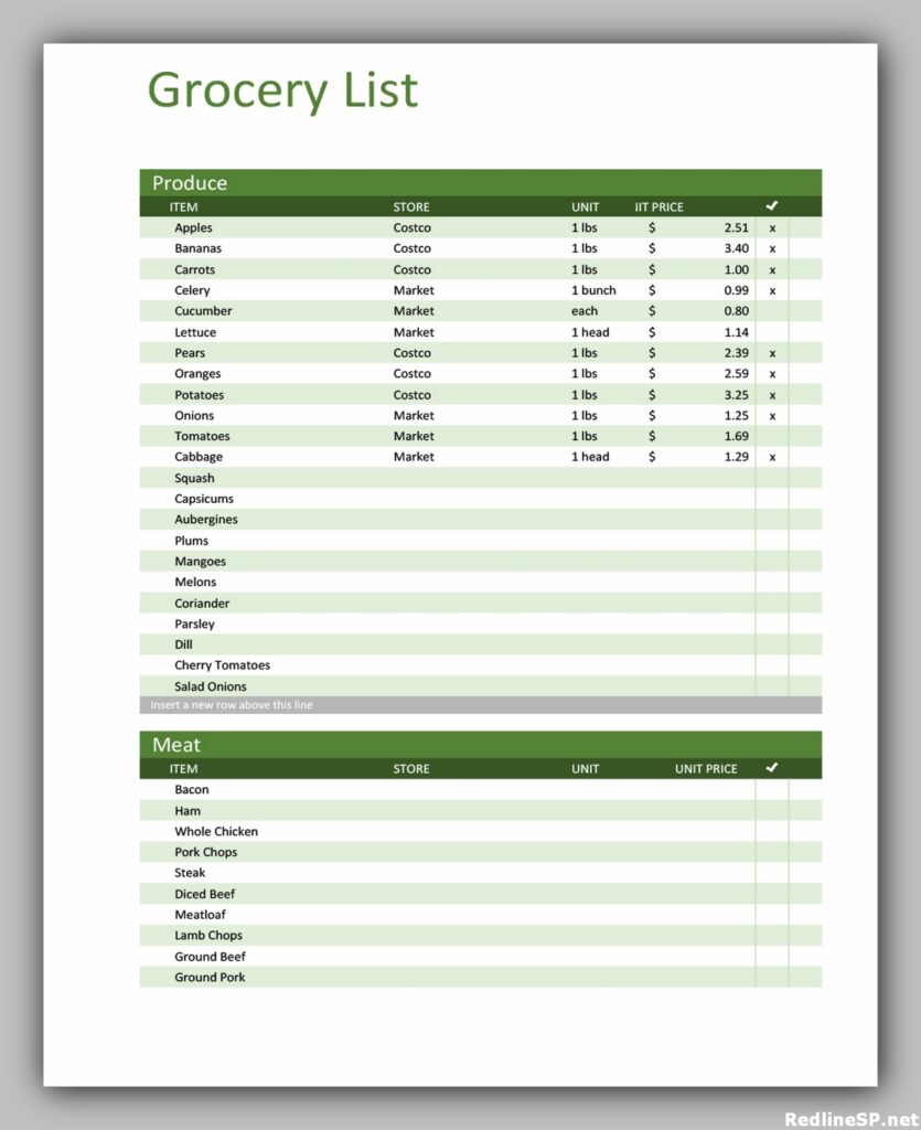 Grocery List Printable Free 22