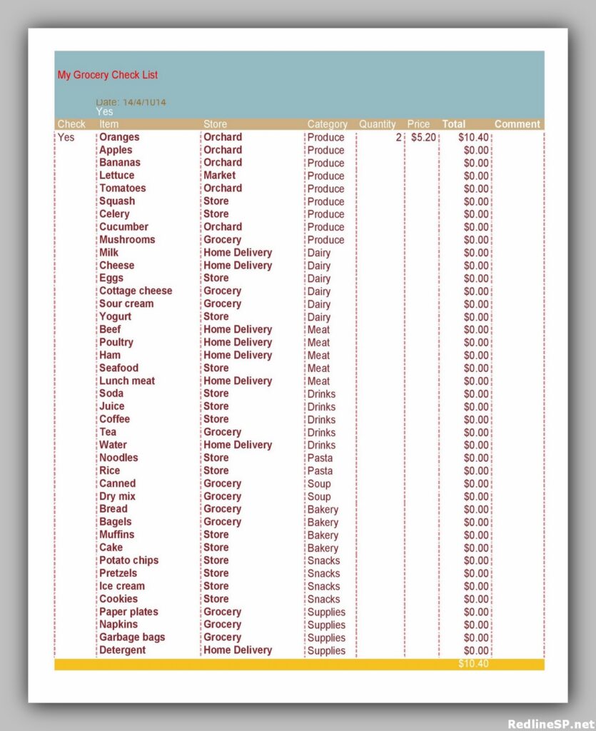 Grocery List Printable Free 31