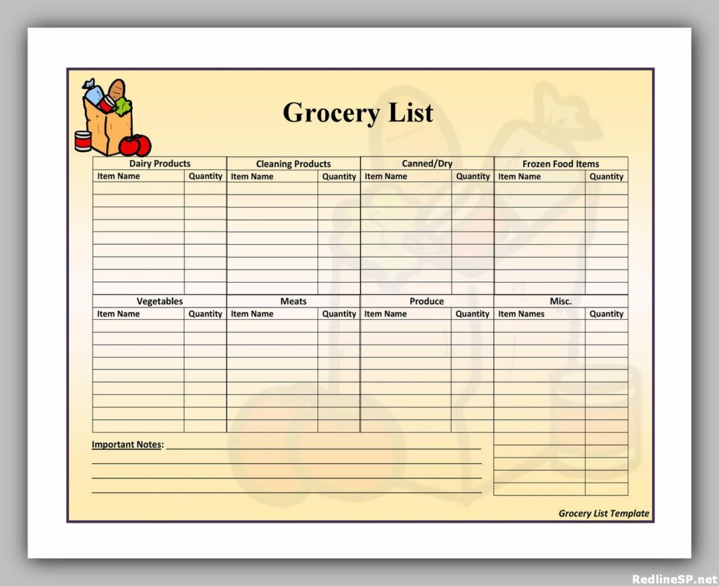 Grocery List Printable Free 34