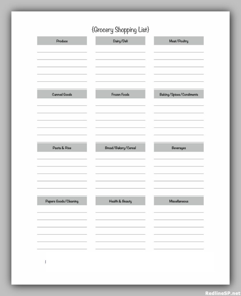 Grocery List Printable Free 35