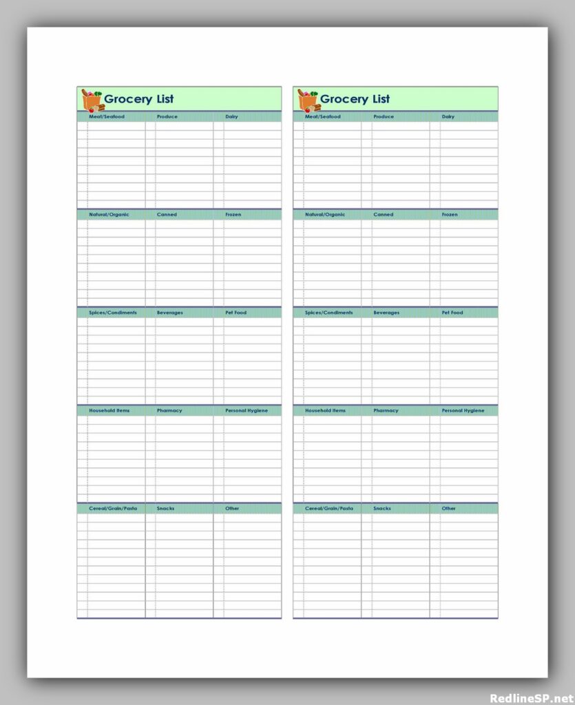 Grocery List Printable Free 38