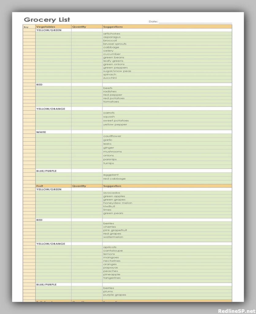 Grocery List Printable Free 40