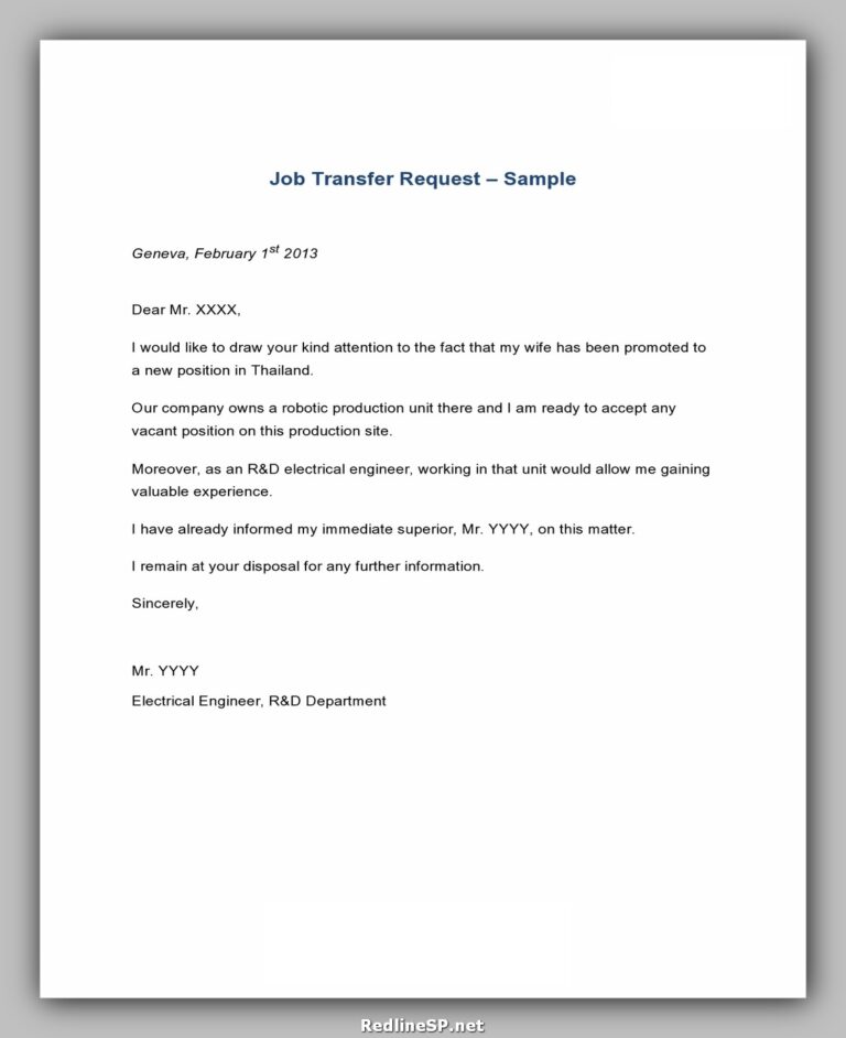 30+ Greatest Job Transfer Letter (Sample & Template) RedlineSP