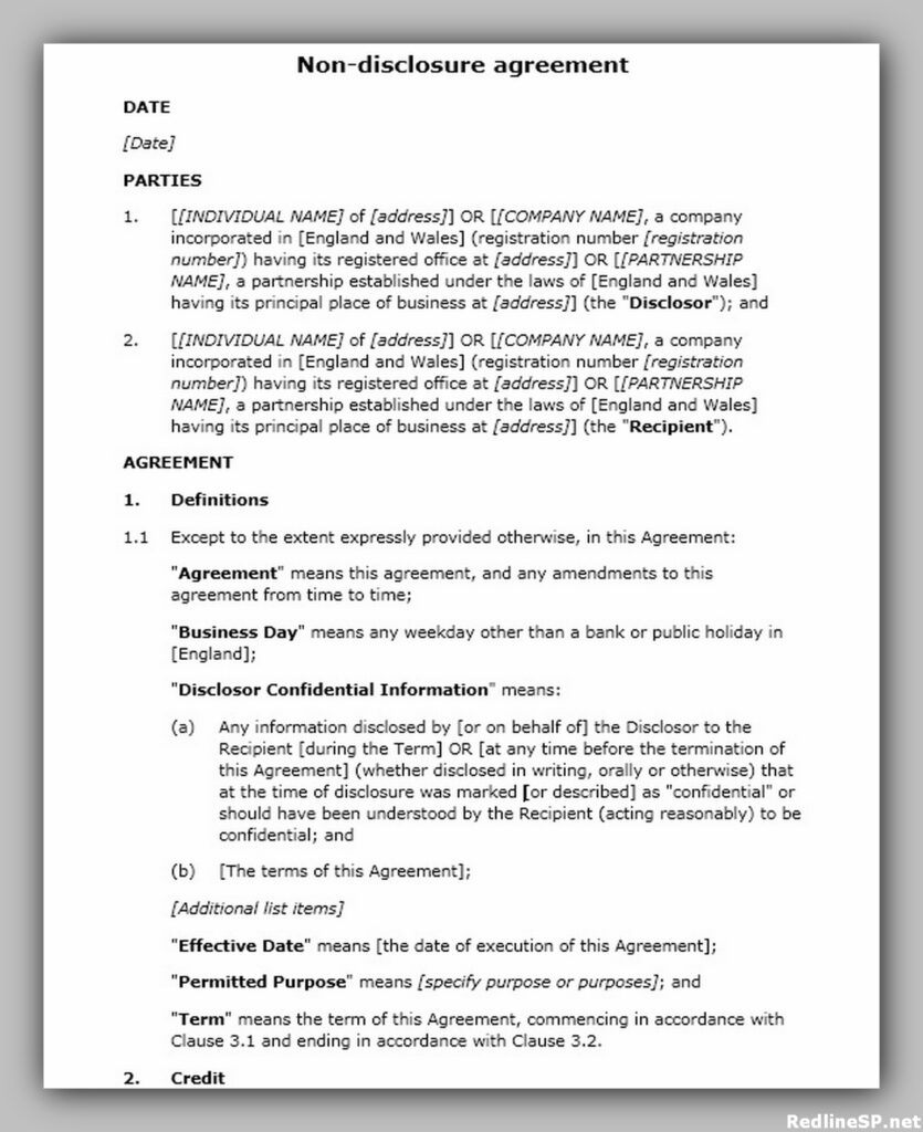 Non-Disclosure Agreement Template Word