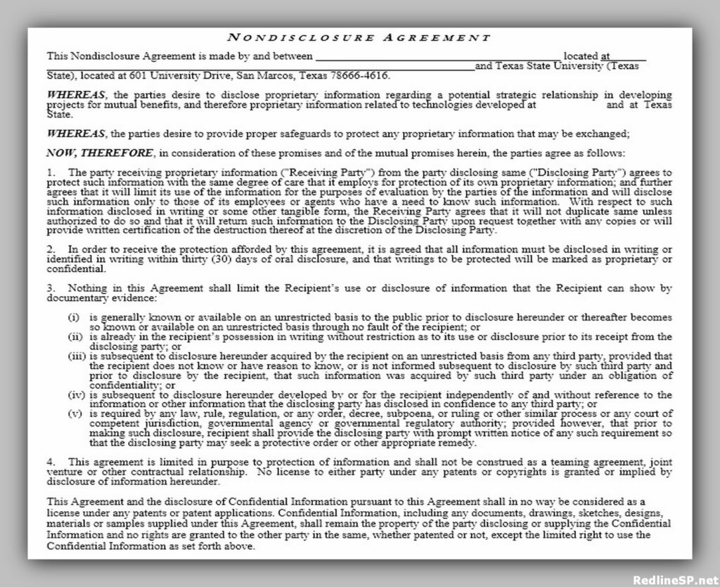 Example of Non-disclosure agreement