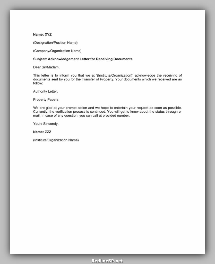 Sample Acknowledgement Letter 07