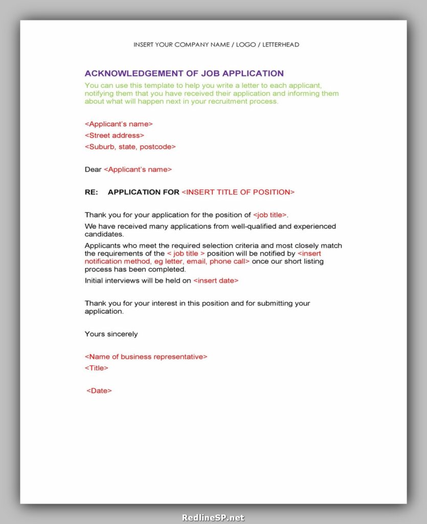 Sample Acknowledgement Letter 15