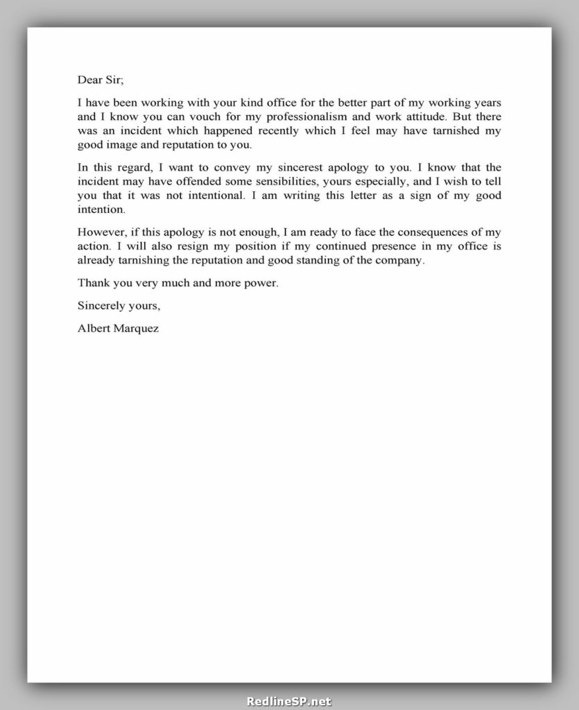 apology letter example 31