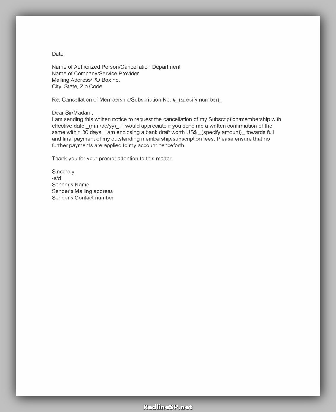 Cancel Ein Sample Letter