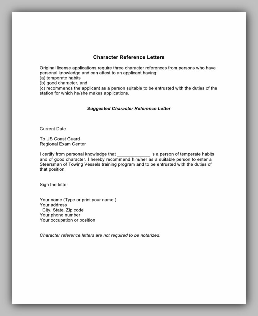 Character Reference Letter Template