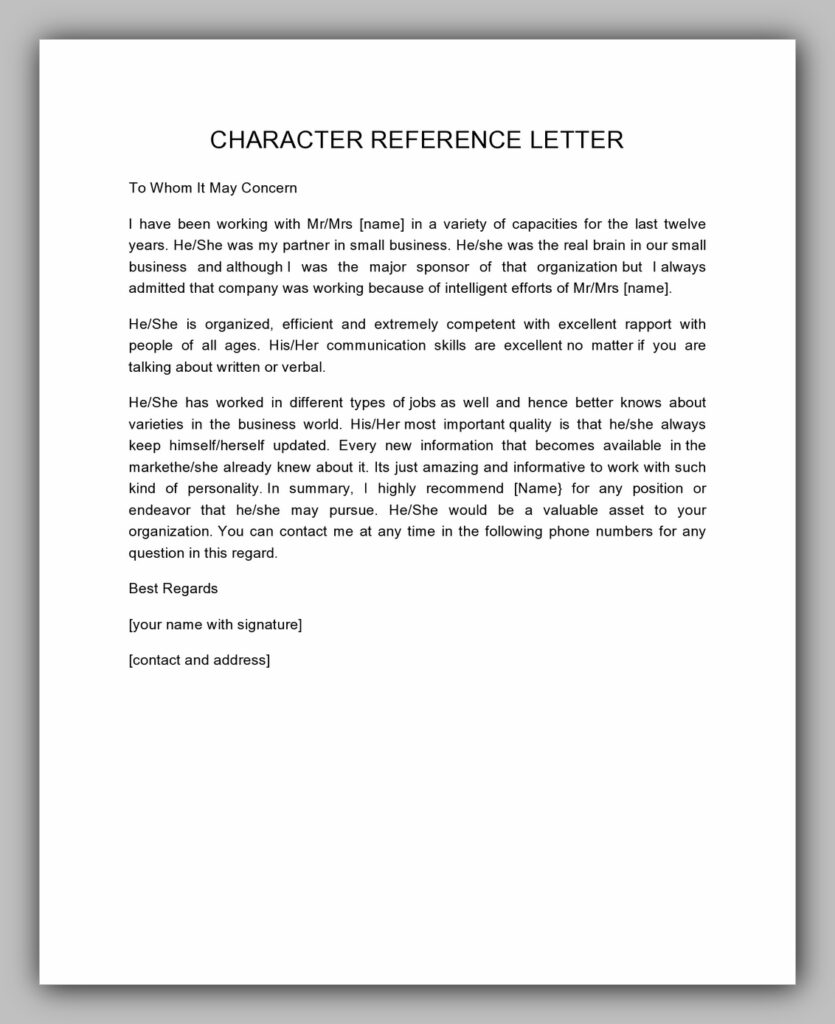character reference letter 20