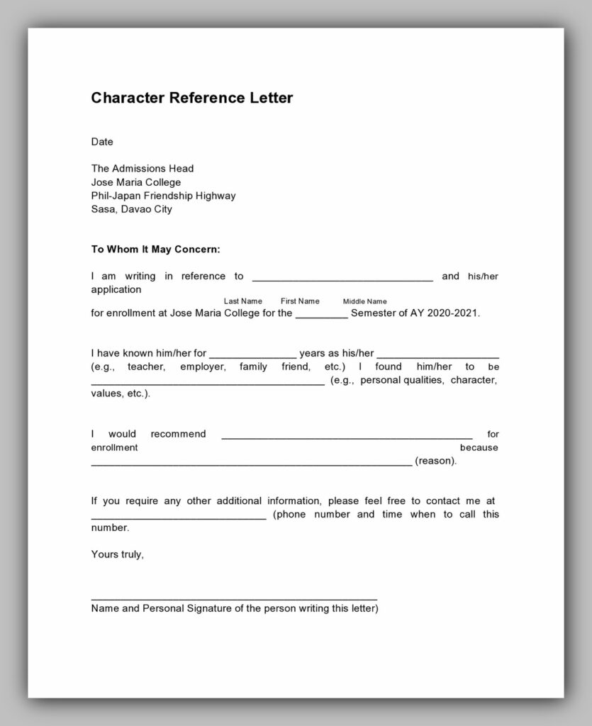 character reference letter 21