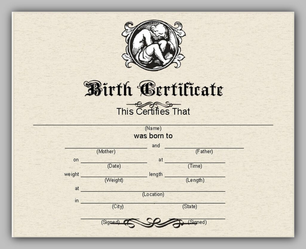 Birth Certificate Template Printable