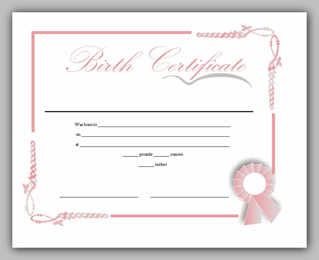 Fillable Birth Certificate Template